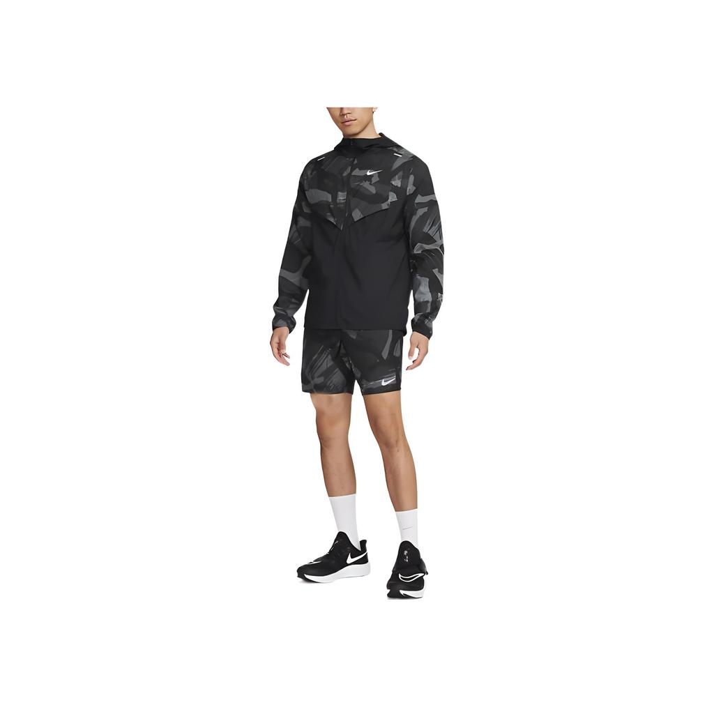 Nike Elastic Waist Printed Straight Leg Shorts Men Bottoms Black DQ4727-010