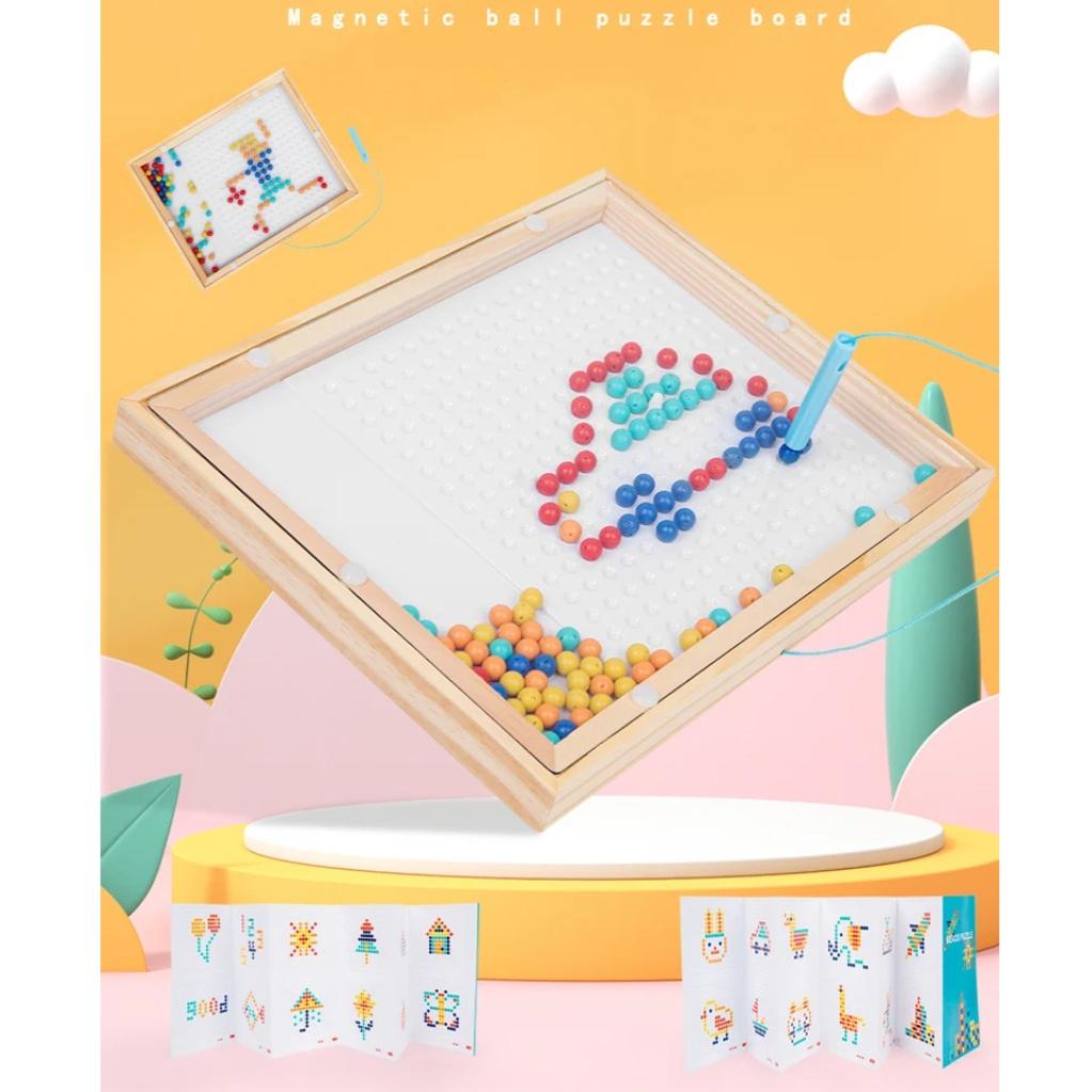 Magnetic Drawing Board for Toddlers Magnet Beads and Pen Drawing Board Montessori Educational Sensory Travel Toys Gifts for Kids