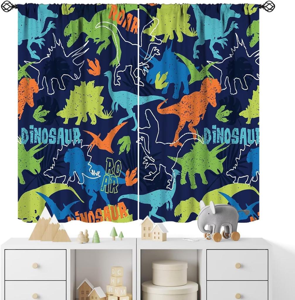 Kids Sea Animal Curtains Teens Boys Girls Bedroom Nursery Decor Cartoon Sharks Art Printed Window Drapes Fabric Light Blocking Polyester Sleeping Area