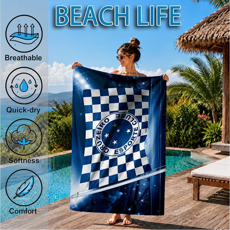 Fc Emblem Printed Microfiber Beach Towel, Soft And Absorbent, Quick-Dry, Ideal for Summer Travel, Beach Essential, Swimming Pool