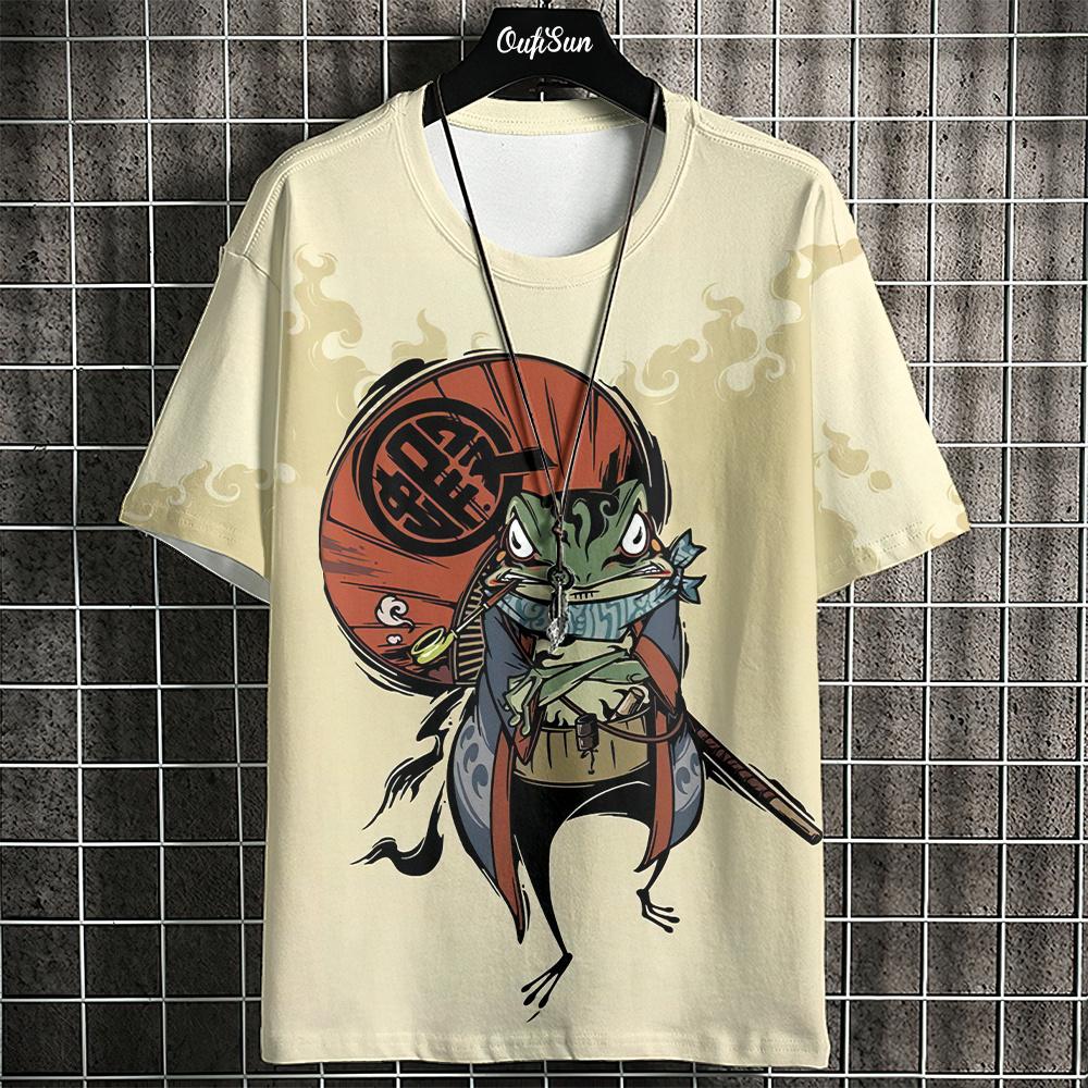 Kreslené tričko pro muže vzor japonský ropucha krátký rukáv ležérní top léto ležérní pánské oblečení oversized outdoor streetwear