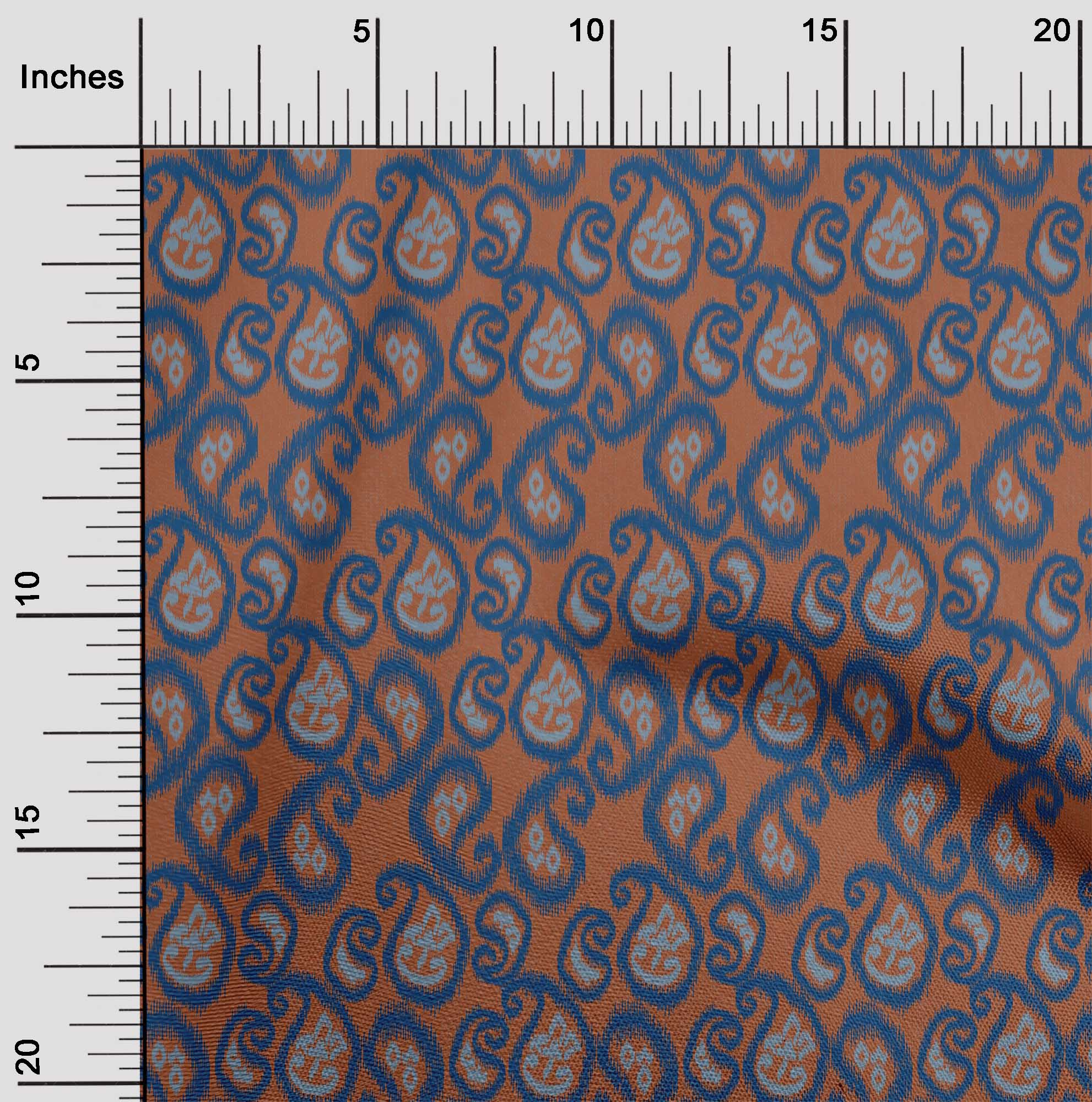 

OneOone Cotton Flex Fabric Пейслі Ikat Printed Craft Fabric BTY 40 дюймів 42 Inch Wide - Viscose Chiffon іржі коричневого кольору