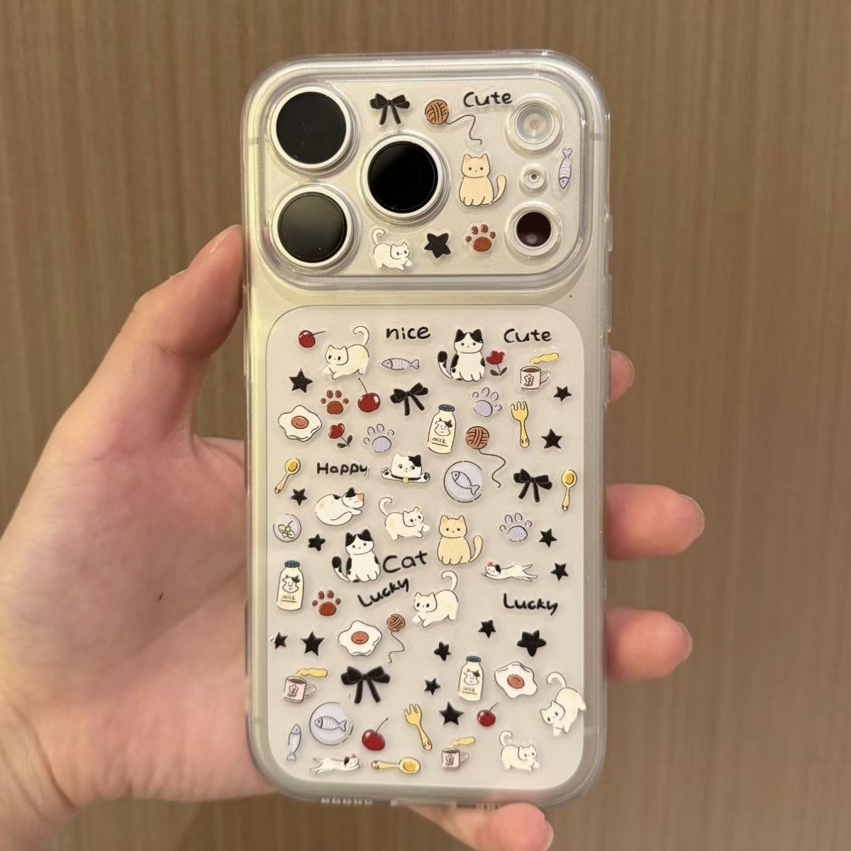 

Full-Screen Kitten Transparent Soft Phone Case for Apple 17Pro, 16, 15 Pro Max, 14, 13, 12 iPhone 15