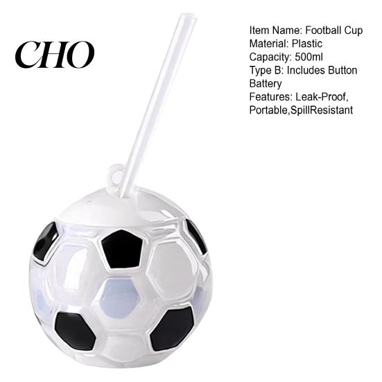Tazza da Bevande da Esterno Borraccia da Calcio con Cannuccia, Tazza di Plastica a Forma di Pallone da Calcio da 500ml, Tazza Termica Sportiva per Bevande Calde e Fredde con Coperchio per il Giorno della Partita,