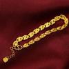 Sand Gold Women's Heart & Four-Leaf Clover Bracelet - Versatile Fashion Accessory