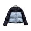 Crew neck short white duck down jacket women's 2024 winter fashion contrasting color splicing design sense thickened bread clothes tide