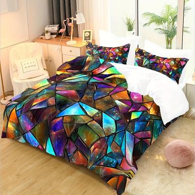 Sternenklare Glänzende Geometrisches Muster Bettbezug Set Weich Einzel Doppel Queen Size Bettwäsche Set Unregelmäßiges Geometrisches Karomuster Bettdecke