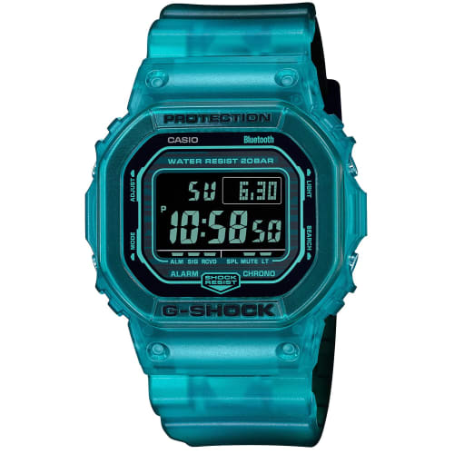 

Мужские часы Casio G-SHOCK DW-B5600G-2JF с Bluetooth, скелетон, бирюзово-синий
