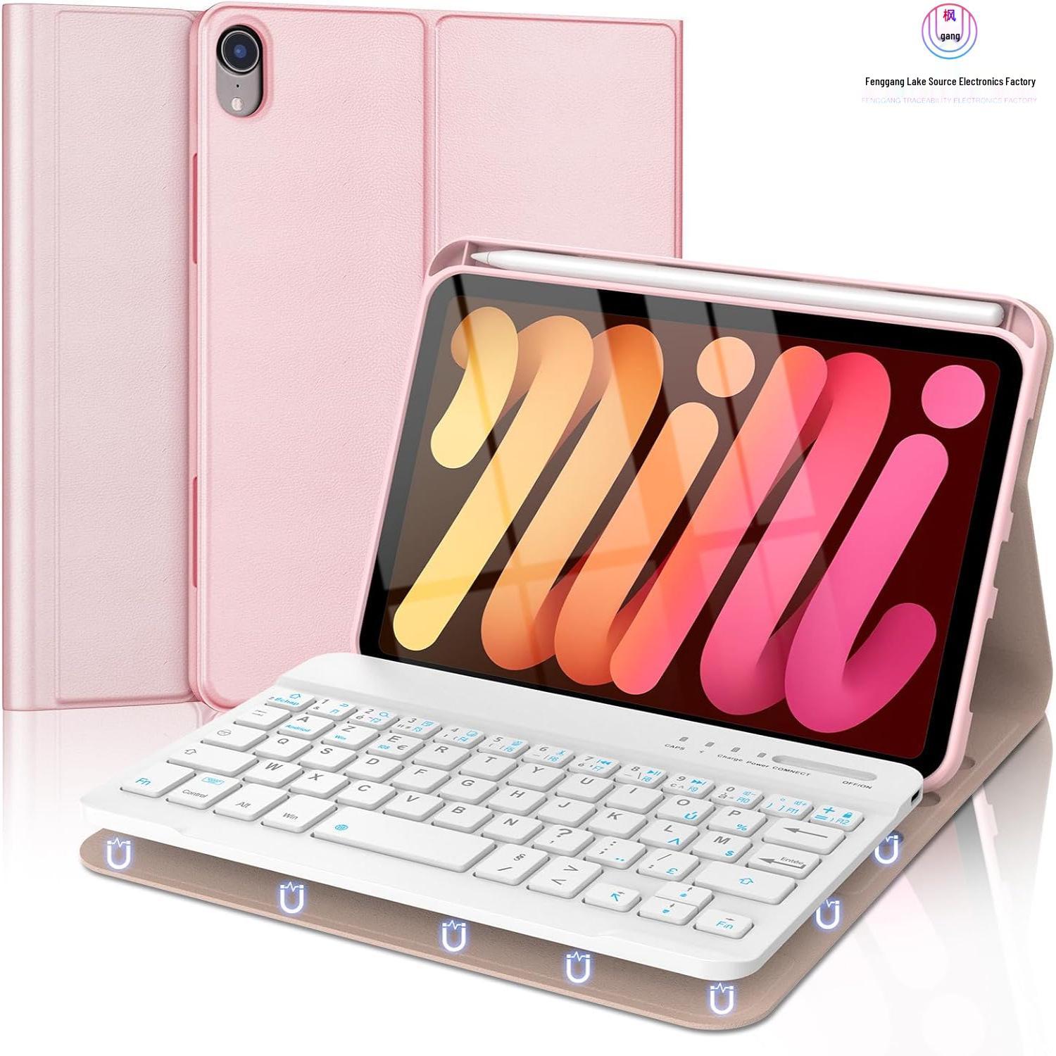 

iPad Mini 7/6 Case with French Bluetooth Keyboard & Pen Slot, 8.3-Inch Leather Cover iPad Mini 6/7 8.3 Inch