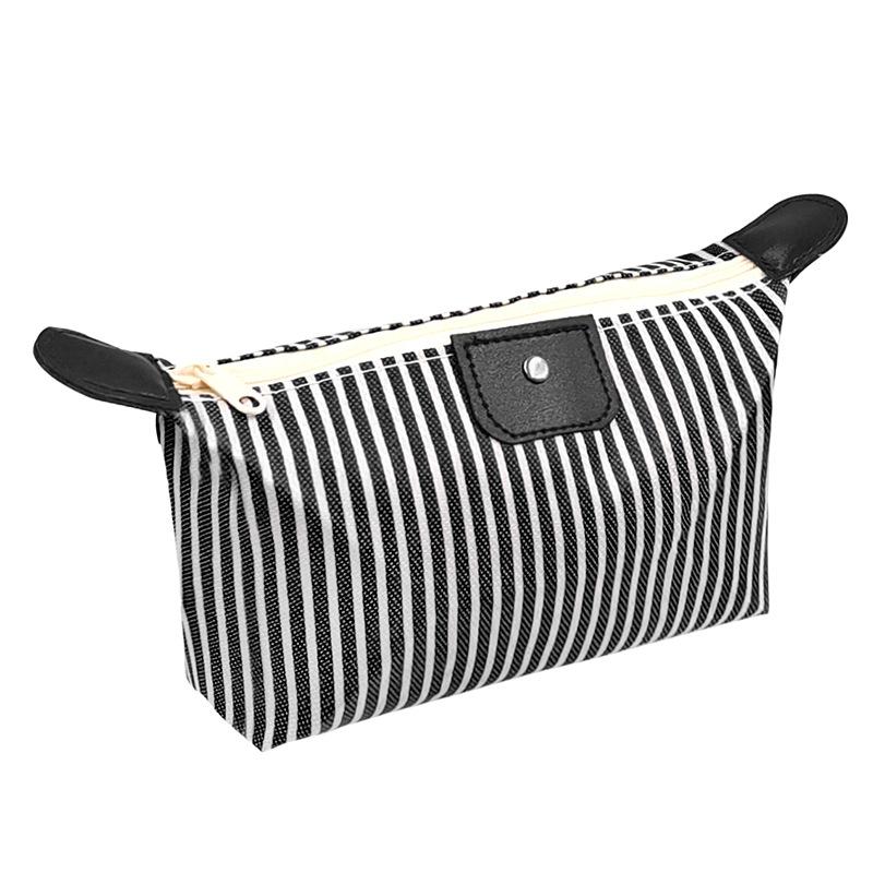 

Корейская версия полосатая косметичка-пельмень, сумка-пельмень складная косметичка-несессер, портативная дорожная сумка для хранения типа пельмень