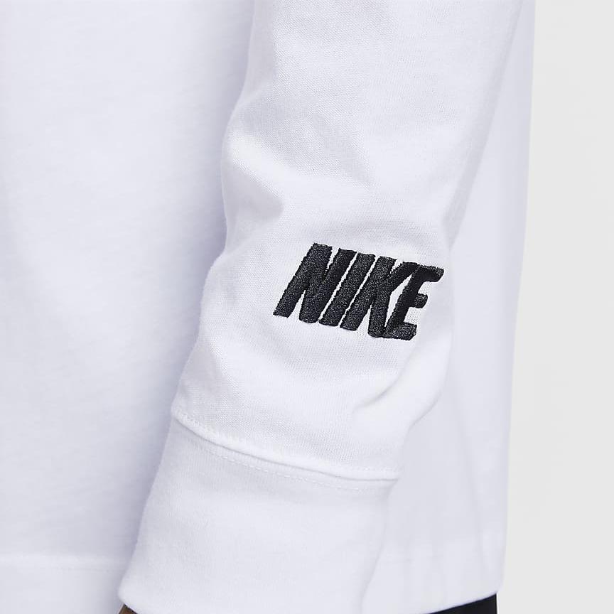 Nike Logo Round Neck Pullover Long Sleeve T-Shirt Men Tops White HF6198-100