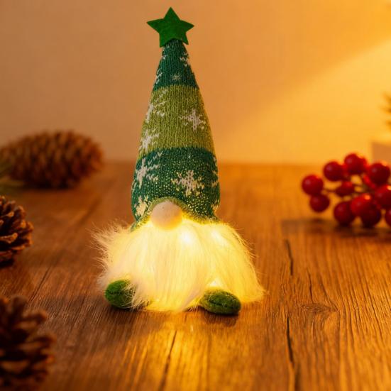 Yousheng Lighted Christmas Gnome Decoration Mini Christmas Plush Gnome Figure Light Up Swedish Tomte Doll for Winter Tabletop Decor