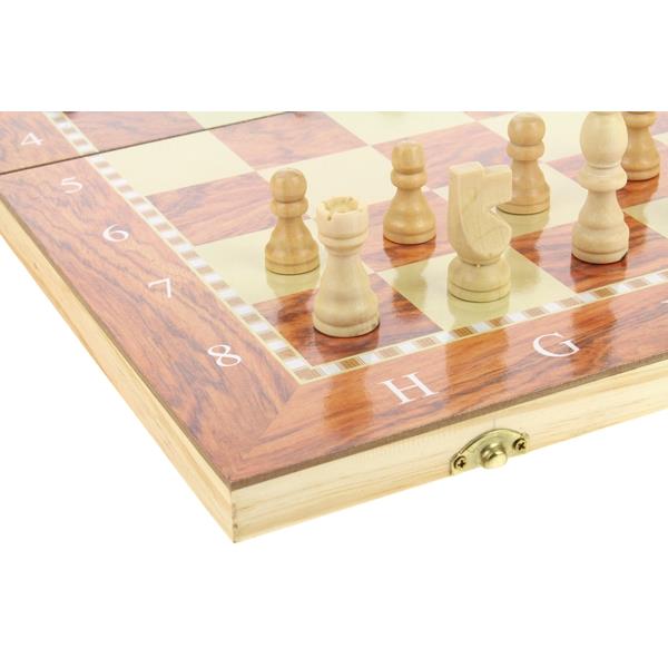 Classic Wooden Chess Board Game 3-in-1 Checkers Backgammon 48X48 Cm