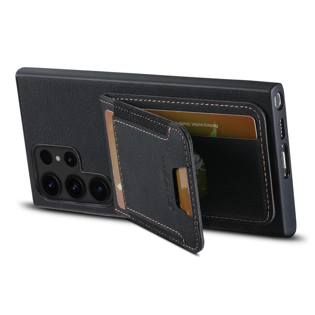 SUTENI H03 For Samsung Galaxy S24 Ultra Case Litchi Texture Kickstand Phone Shell