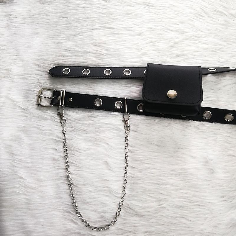 Trendy Punk Style Jk Uniform Accessories Complete Set With Versatile Pu Waist Belt And Chain