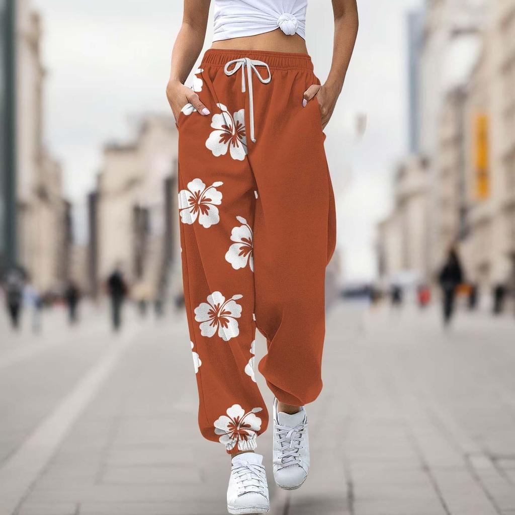 Women's Casual Fashion Print Casual Drawstring Elasticated Waist Drawstring Pants