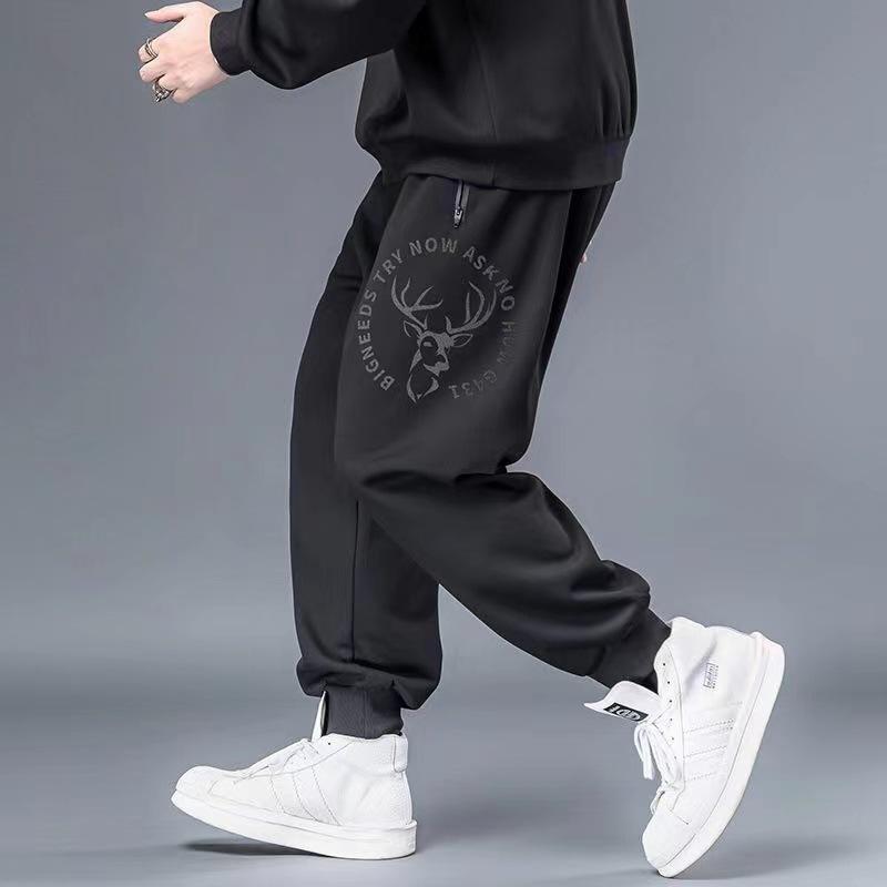 Pantaloni casual da uomo taglie forti: Pantaloni sportivi alla moda con risvolto, vestibilità ampia, lusinghieri