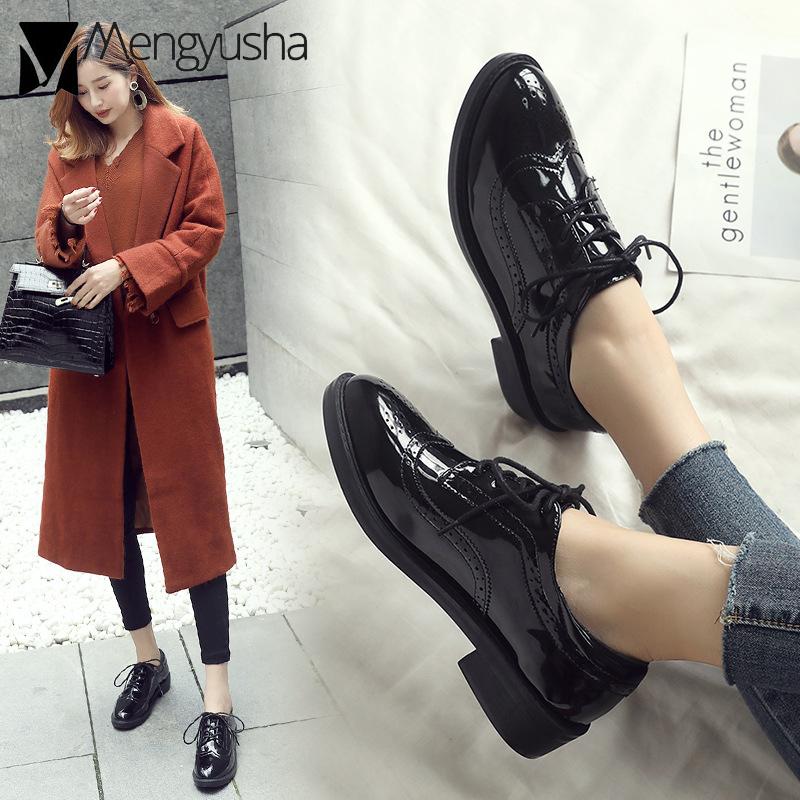 Modedesign Craving Brogues Damen Rindsleder Oxford Schuhe Hohe Qualität Derby Schuhe Damen Preppy Stil Flache Schuhe