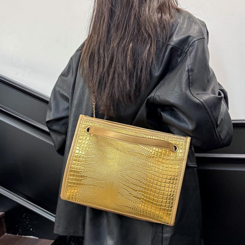 Texture popular new trend fashion casual chain solid color shoulder crossbody big bag women