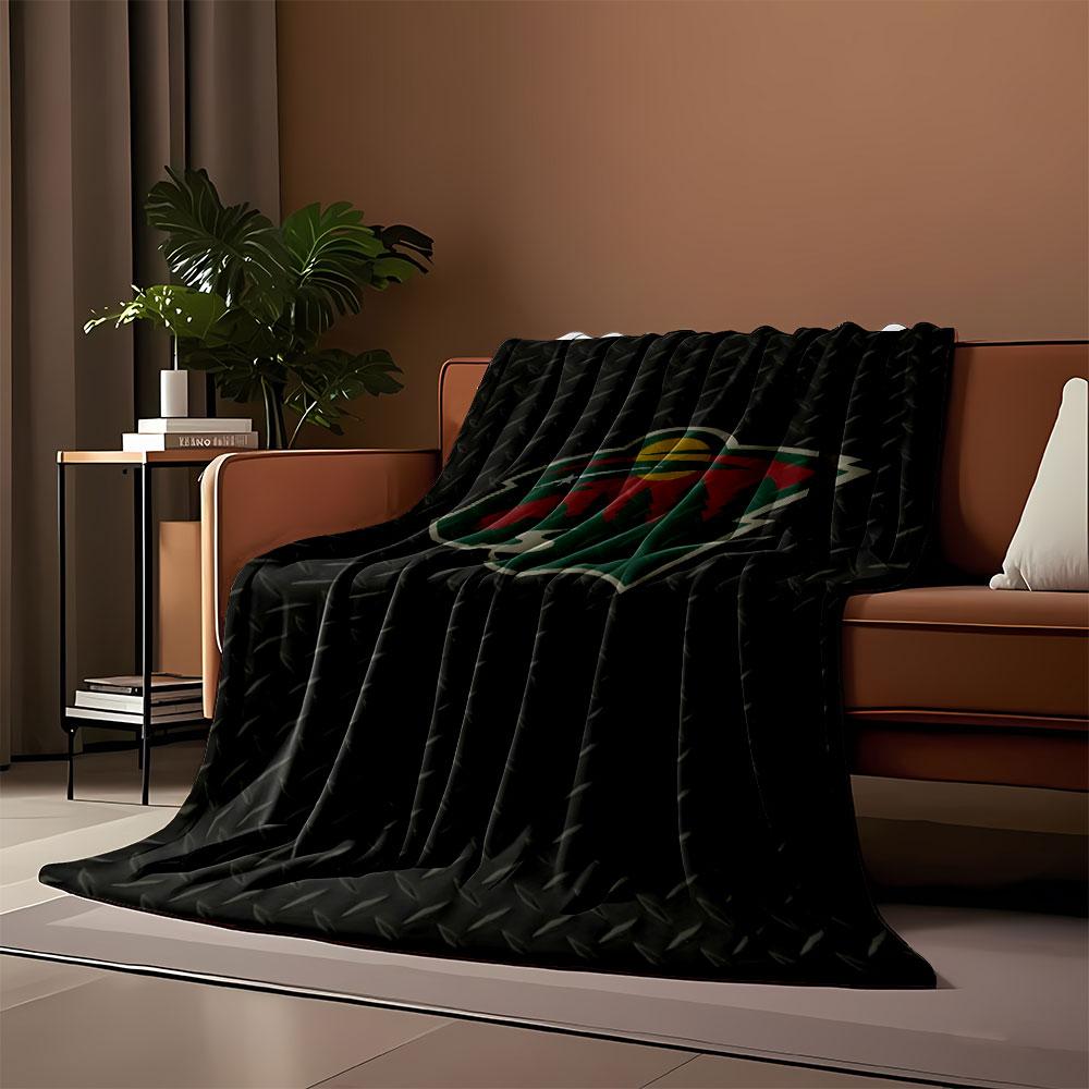 Wild Nature Logo On Dark Patterned Background Print Blanket Soft and Cozy Perfect for the Living Room Bed Sofa or a Nap,gift