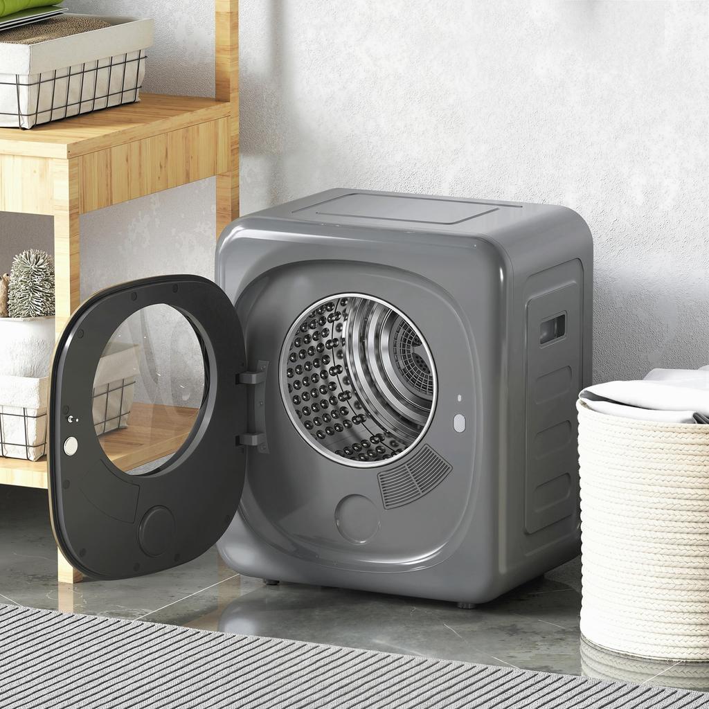 4kg Vented Tumble Dryer with 5 Drying Mode, 800W Compact Freestanding Front Tumble Dryer Grey