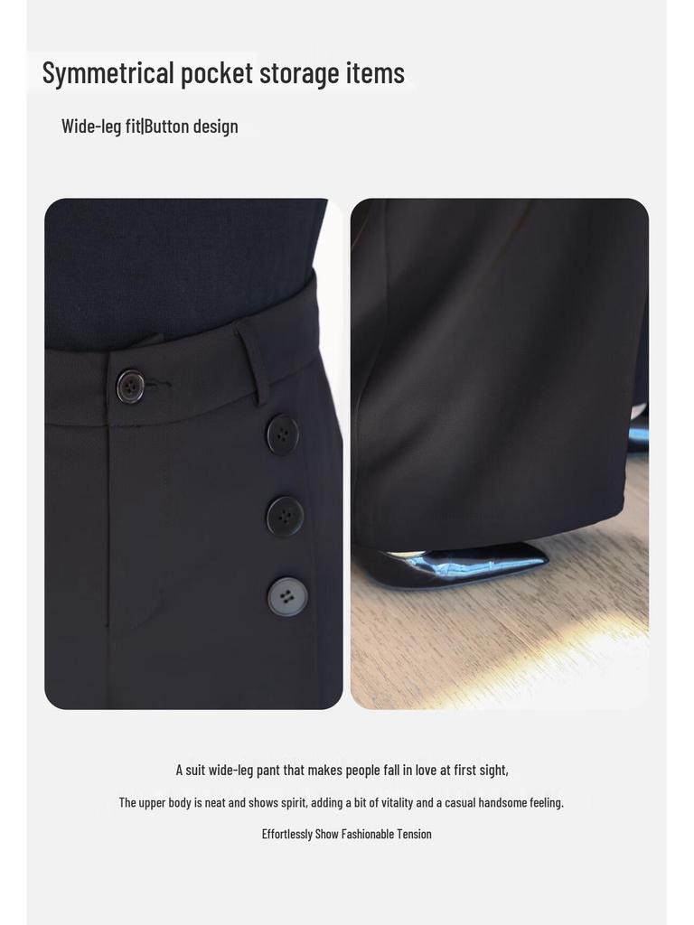 Women's High-Waist Draped Wide-Leg Casual Pants