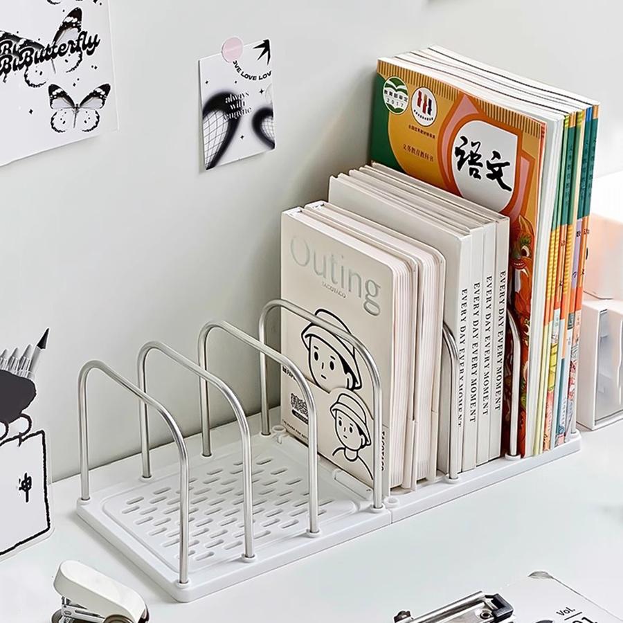 PP Material Desktop Bookshelf | Non-Slip Base Modern Minimalist Office Desk Organizer Shelf | Study Table Storage Rack