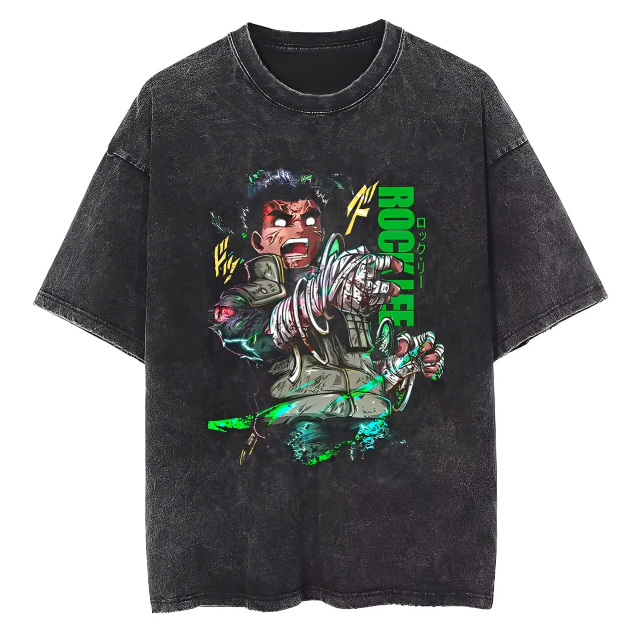 

Rock Lee T Shirt Naruto Men Acid Wash Eight Gates Anime Graphic Cotton Streetwear Hidden Leaf Ninja Taijutsu Vintage Bootleg Tee M