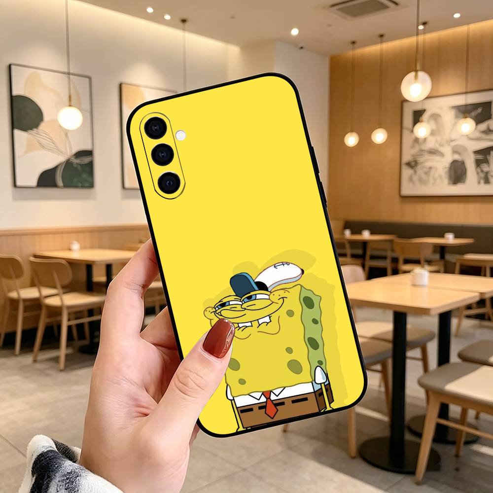 Animation S-Sponge Funny Z-Bob Phone Case Black Silicone Soft For Samsung Galaxy A73,A72,A71,A70,A53,A52,A51