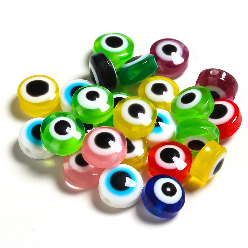 100pcs/lot 6 8 10mm Resin Evil Eye Beads Mix Color Loose Spacer Round Beads For Bracelet Necklace DIY Jewelry Making Accessories