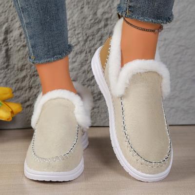 Large Size Snow Boots for Women's Autumn and Winter New Velvet Thickened One-pedal Low Cotton Shoes for Women