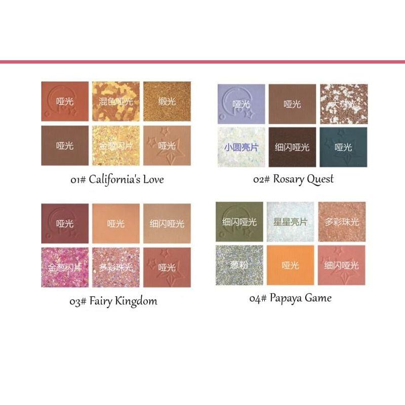 Colourgrid - The Stars 6-färgers ögonskuggspalett - 3 Typer