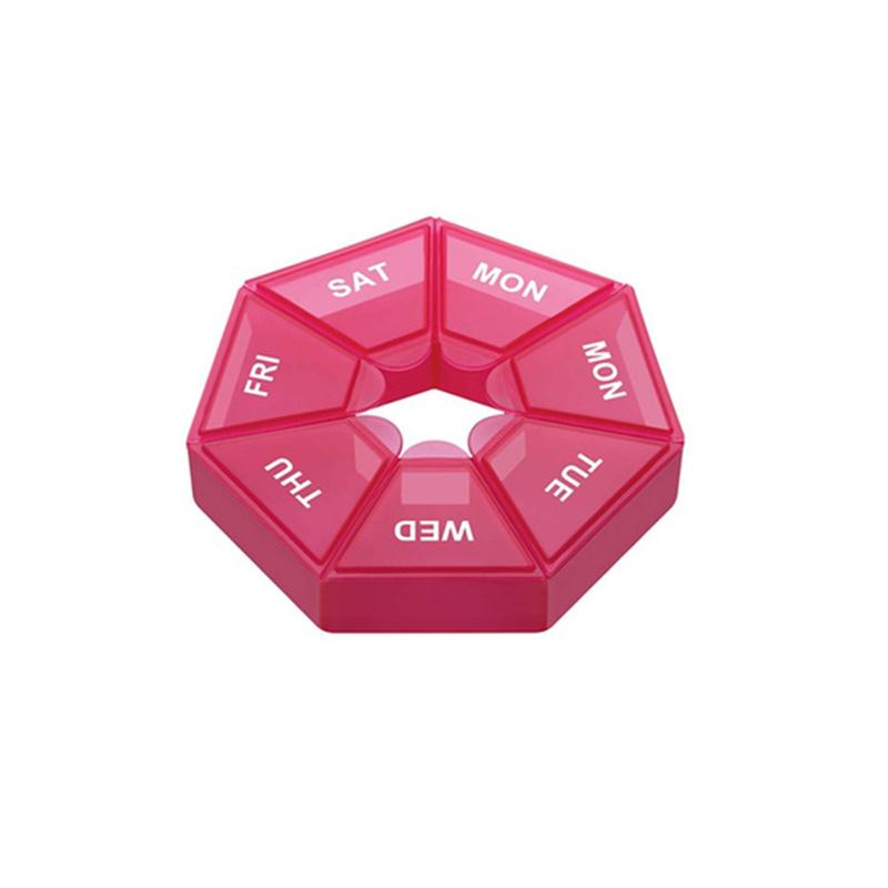 Tragbare 7-Tage-Achteckige Pillendose mit beschrifteten Fächern