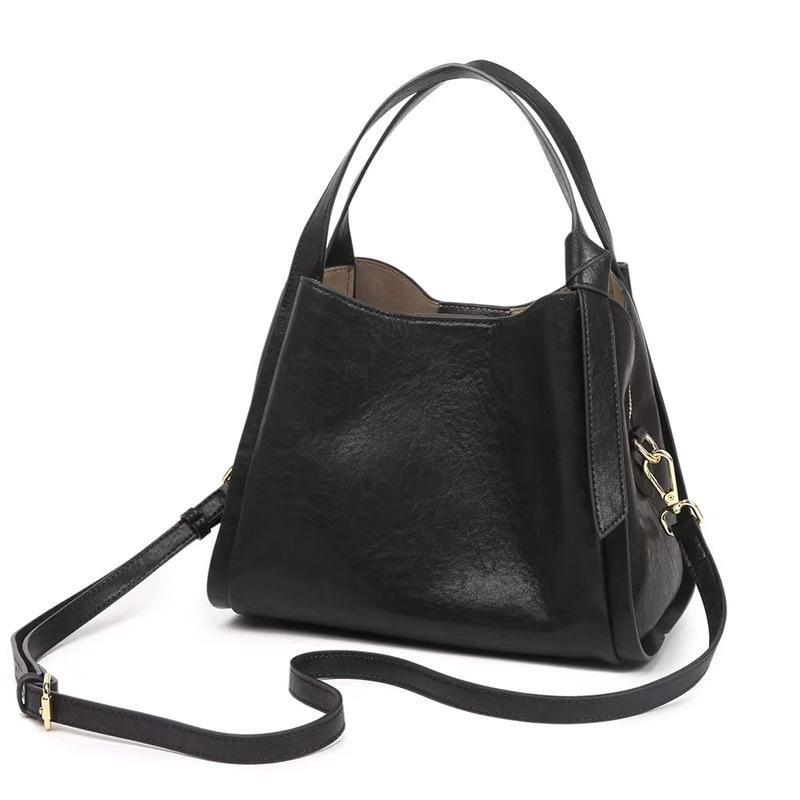 2025 Autumn Winter New Cowhide Vegetable Basket Bag Single Shoulder Handbag Genuine Leather Women's Bag Commuter Crossbody Bag