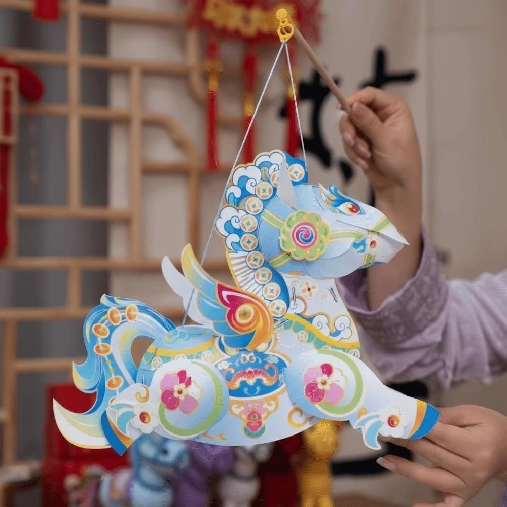 DIY Material Package New Year Horse Lantern Festival Atmosphere Hanging Ornament Ancient New Year Lantern Waterproof