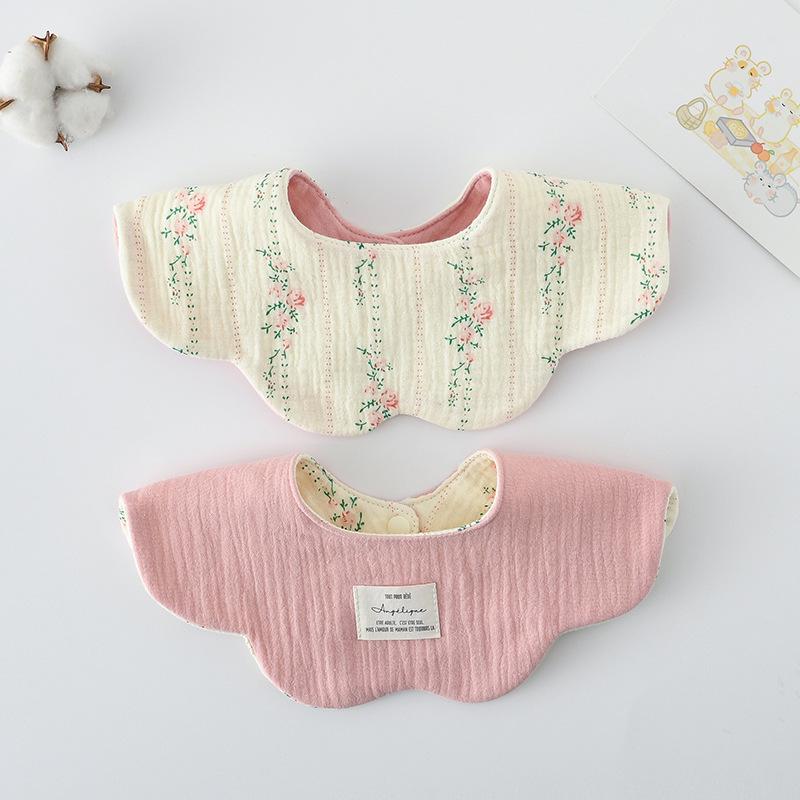 Корейский стиль 360° Цветочный детский слюнявчик, 100% хлопок, впитывающий и дышащий.