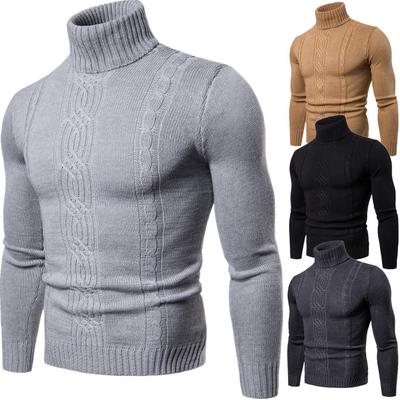 Men's Sweater Fashion Jacquard Sweater Solid Color British Casual Pullover Sweater