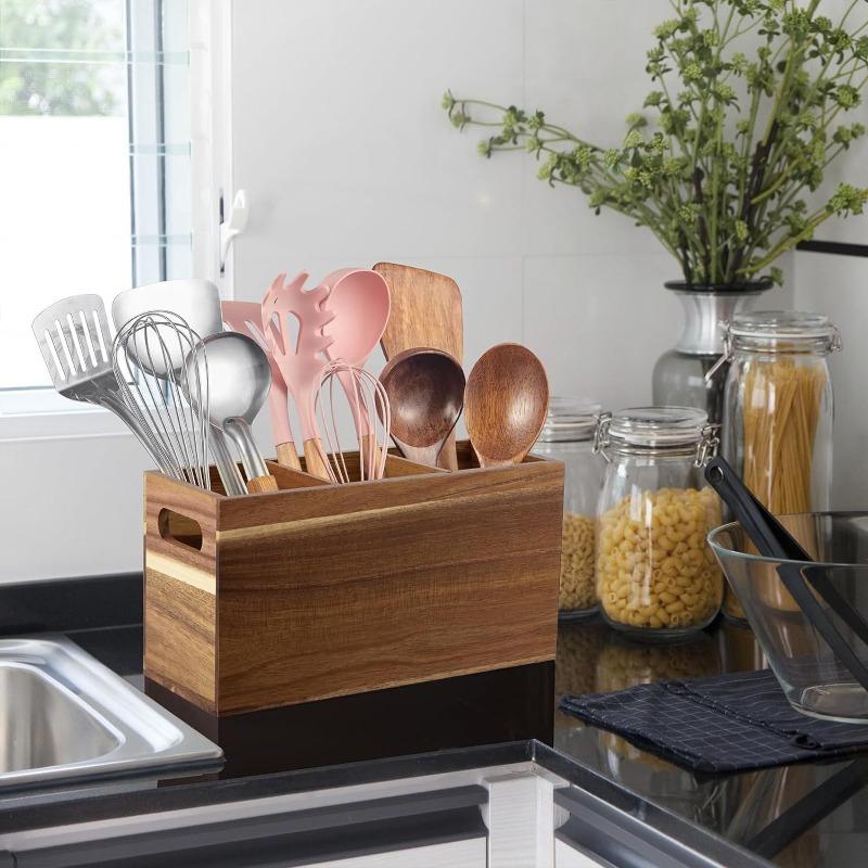 New Wooden Desktop Compartment Storage Box, Simple Kitchen Utensil Packaging Storage Box, Portable Miscellaneous Sorting Box