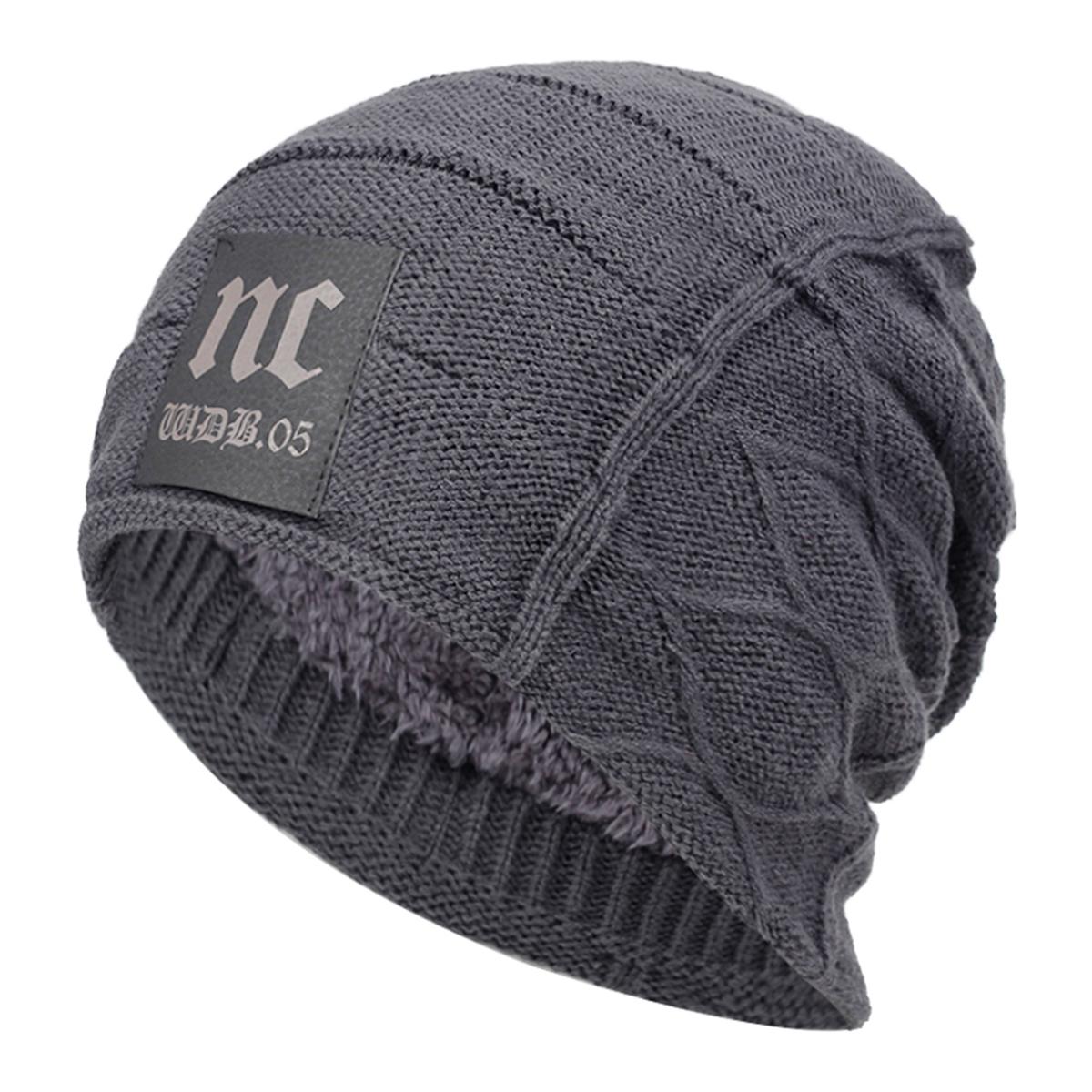 

Мужская шапка Nc Cloth Letter Label, зимняя, утолщенная, бархатная, чтобы сохранить тепло, шапка в стиле хип-хоп, шапка-бини, спортивные шапки для активного отдыха 56-59