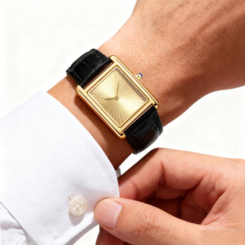 Fashion Luxury Watches for Man Simple Square Gold Dial Men's Watch Waterproof Tank Watches Clock Reloj Hombre New Year Gifts