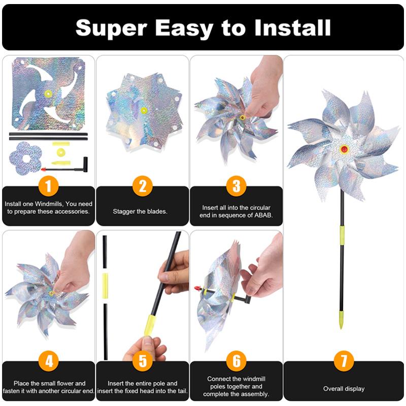 1/10 Buc. Fermă DIY Argint Laser Sperietoare de Păsări Mori de Vânt Rotative Decor Gazon Exterior Grădină Sperietoare de Păsări