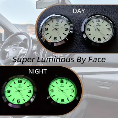 Versatile Luminous Mini Clock for Car & Home | Stick-On or Vent Clip Quartz Watch