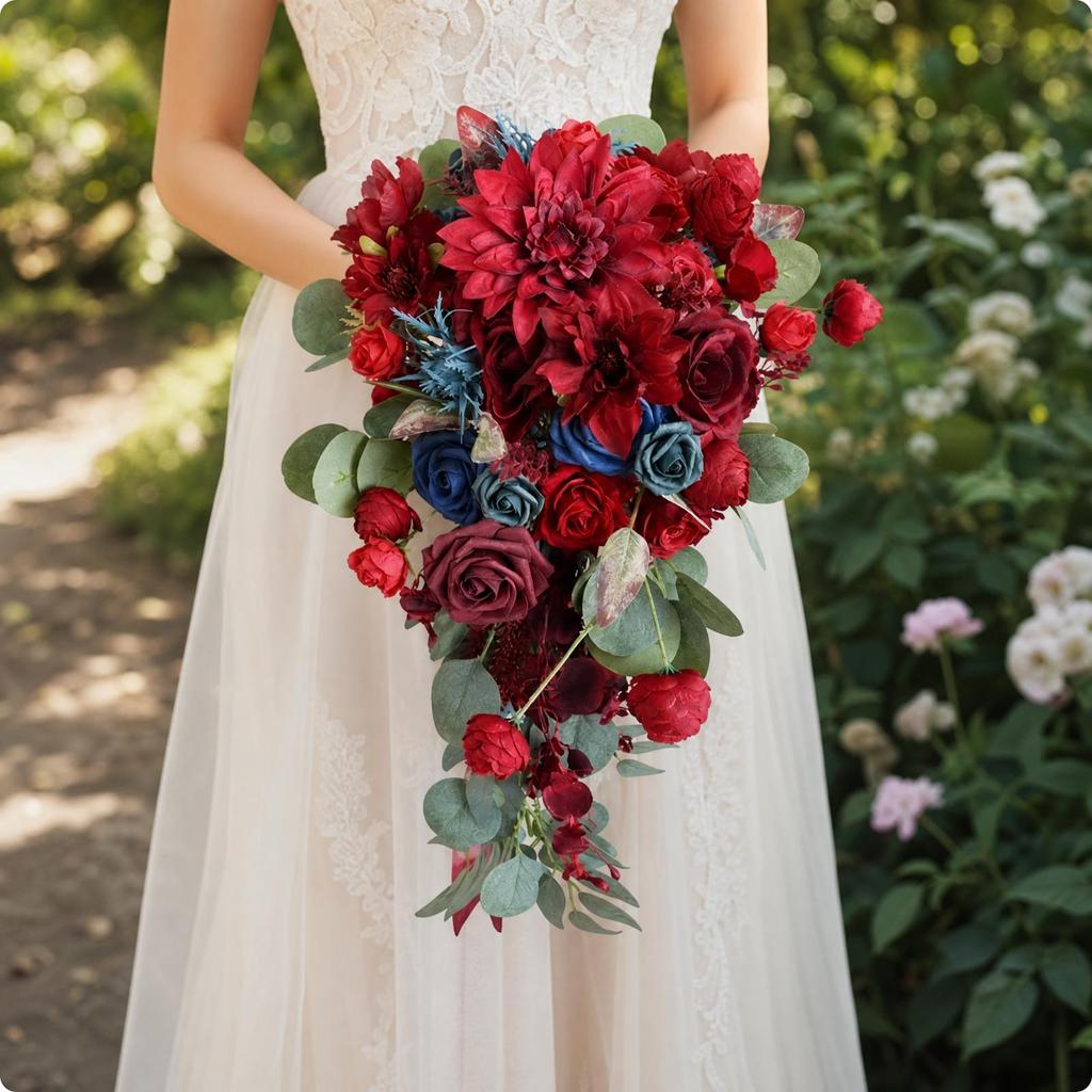 Flower Arrangement Layered Cascading Teardrop Bridal Bouquet Lens-Ready for