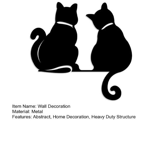 Decorațiune de Perete Metalică Băut Cafea Pisică Neagră Fluture de Perete Abstract Modern Minimalist