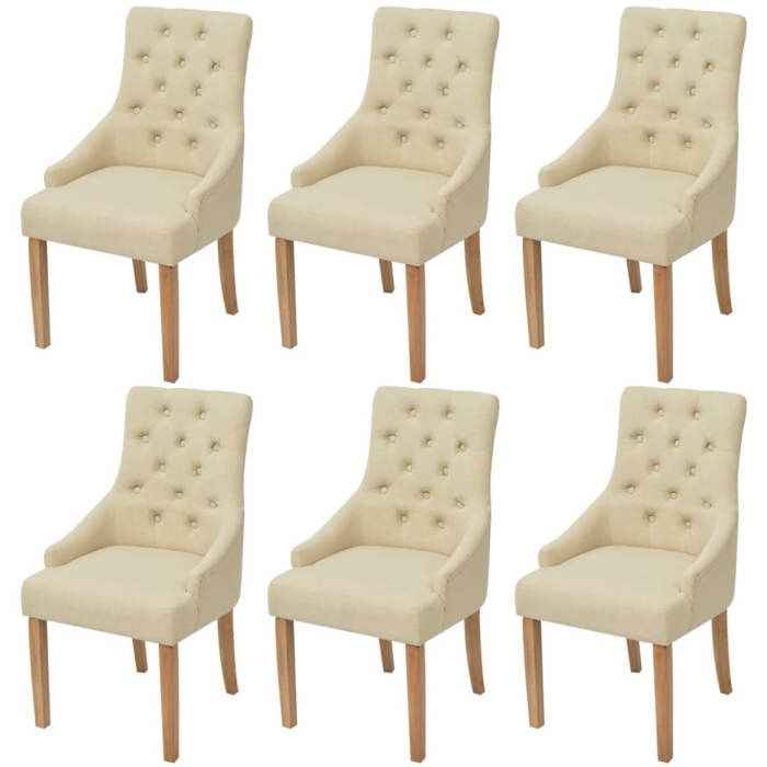 Dining Chairs - VIDAXL - Set of 6 - Armrests - Fabric - Beige