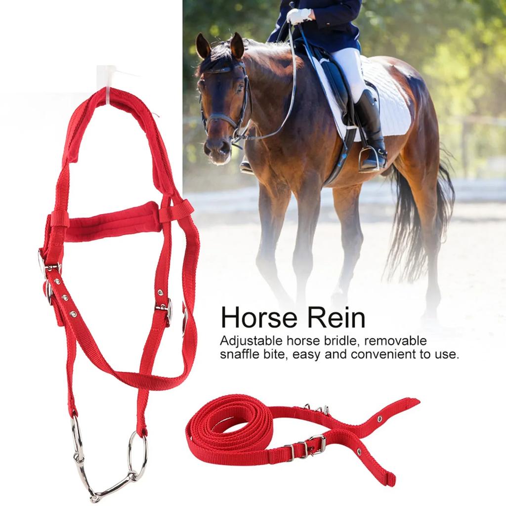 Adjustable Horse Bridle Rein Harness Headstalls With Soft Cushion Red