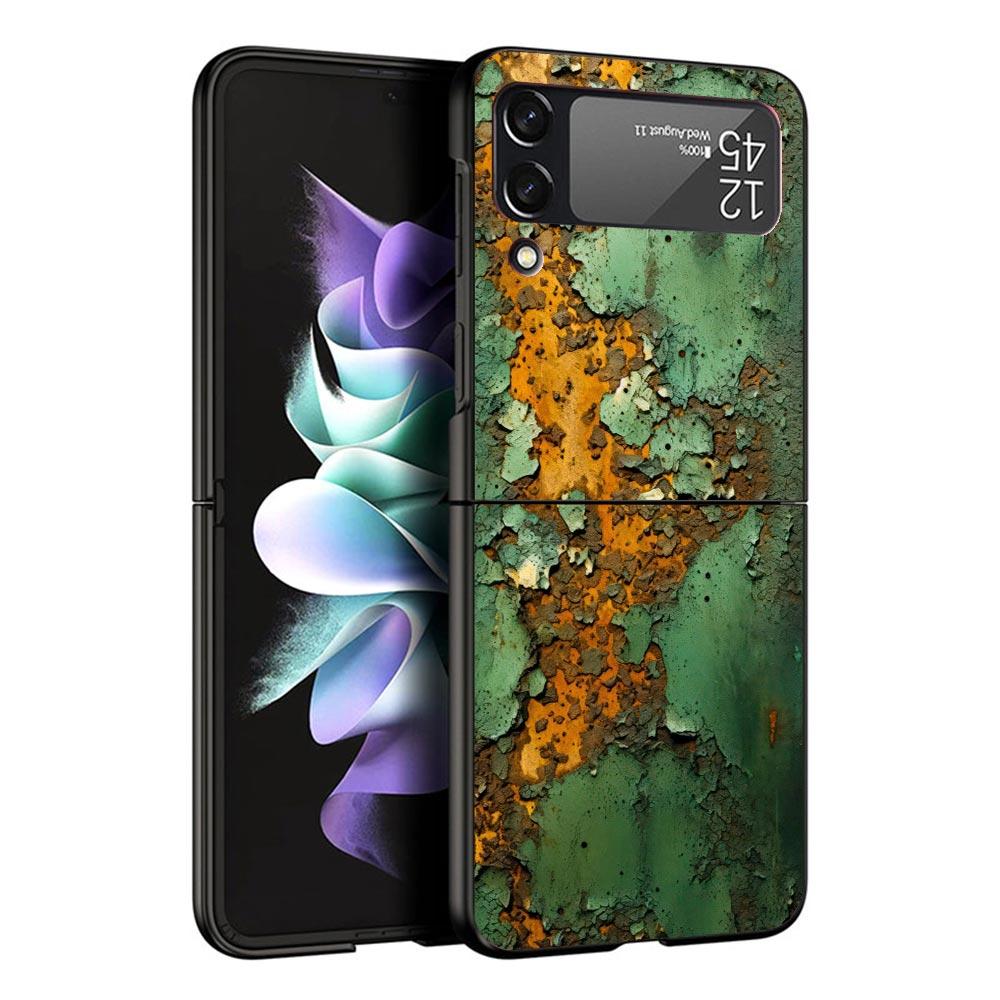 Vintage Industrial Style Rusty Pattern Case For Samsung Galaxy Z Flip 7 6 5 4 3 Z Flip7 Flip6 Flip5 Flip4 5G Phone Cover Flip3 F