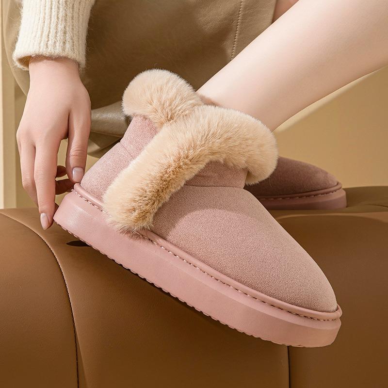 Retro Contrasting Color Gaobang Cotton Shoes Non-slip Winter New Fashion Thick-soled Velvet Warm Outer Wear Snow Boots Women