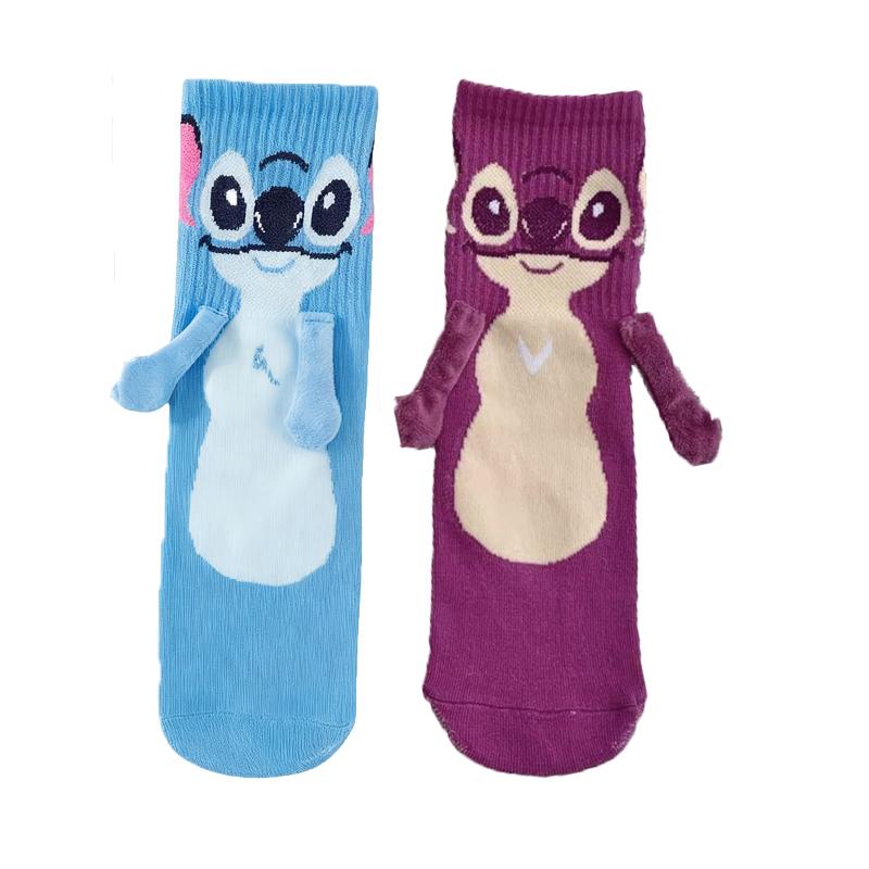 

Stitch Magnet Hand In Hand Sock Cartoon Fun Fashion Soft Comfortable Creative Adults Children Christmas Stocking Toy Gift (As shown-14431)-