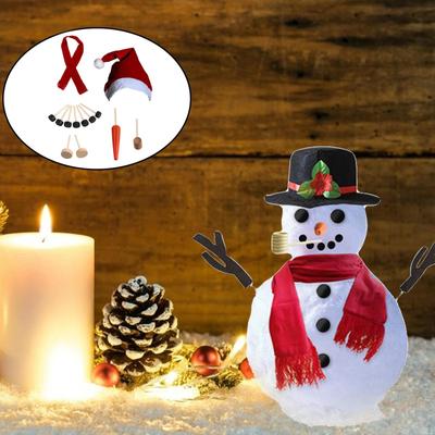 Build Your Own Snowman Decoration Kit Hat Scarf Eyes Hands Carrot Nose Holiday Toys